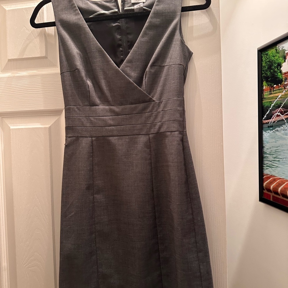 H&M Gray Sheath Midi Dress V-Neck Sleeveless